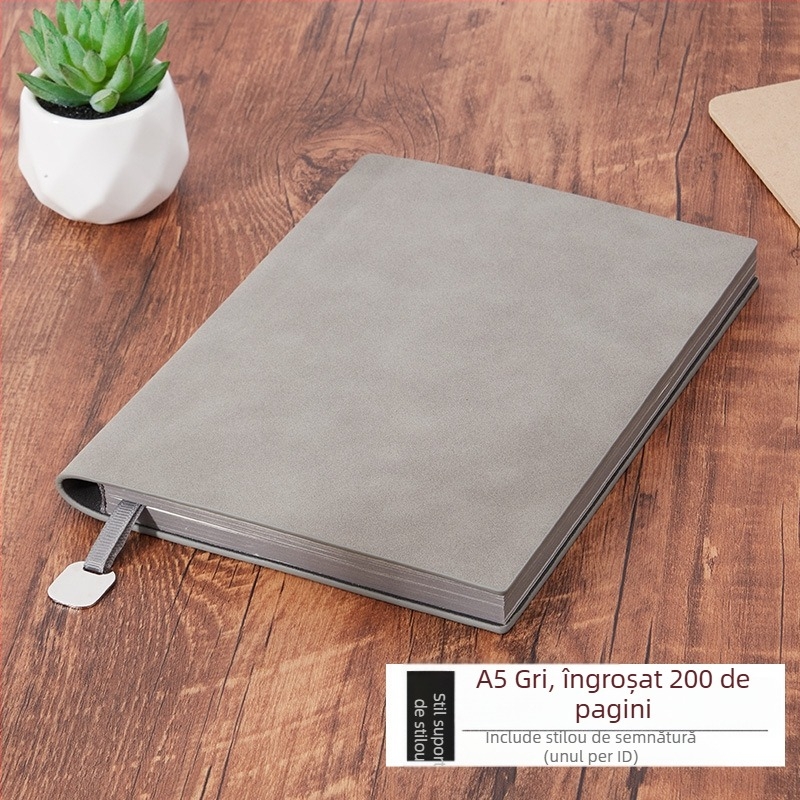 Notebook Bo Meng cu husă din piele sintetică, legare cu adeziv, hârtie Forest, 100–200 pagini, stil birou de afaceri