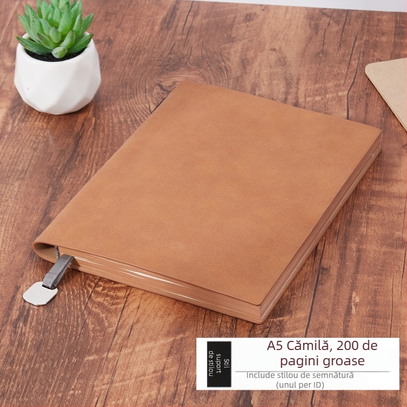 Notebook Bo Meng cu husă din piele sintetică, legare cu adeziv, hârtie Forest, 100–200 pagini, stil birou de afaceri