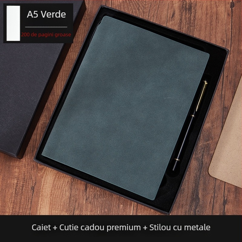 Notebook Bo Meng cu husă din piele sintetică, legare cu adeziv, hârtie Forest, 100–200 pagini, stil birou de afaceri