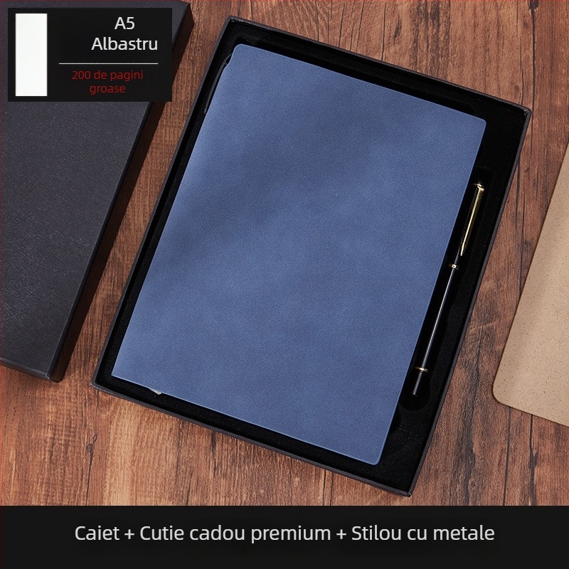 Notebook Bo Meng cu husă din piele sintetică, legare cu adeziv, hârtie Forest, 100–200 pagini, stil birou de afaceri