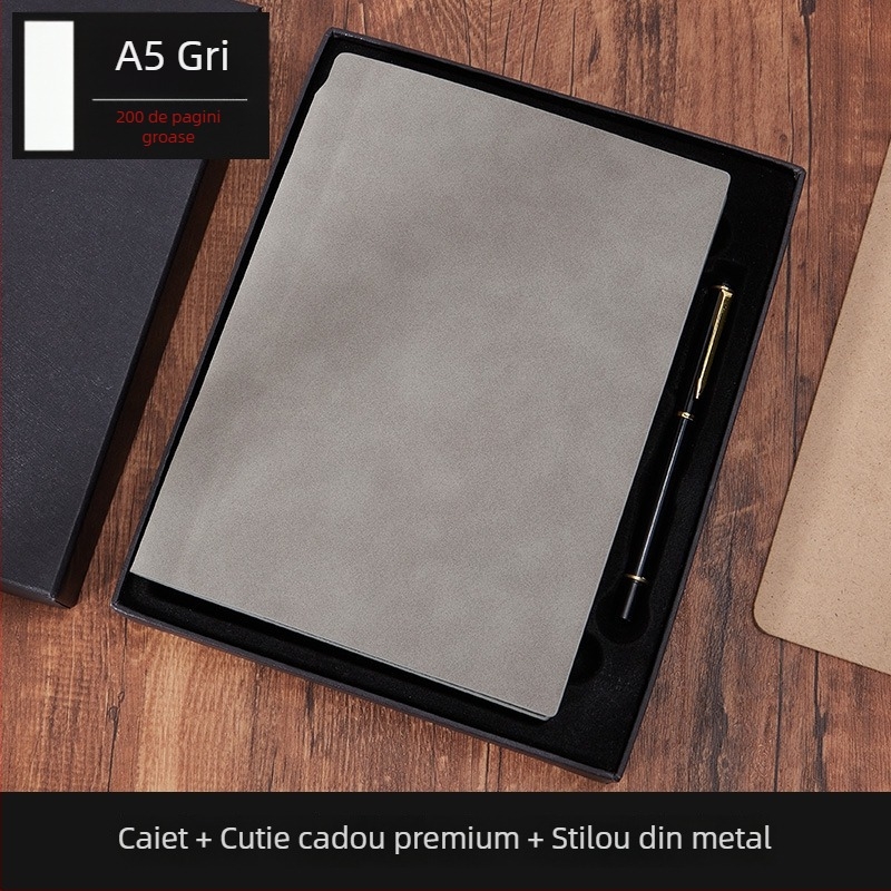 Notebook Bo Meng cu husă din piele sintetică, legare cu adeziv, hârtie Forest, 100–200 pagini, stil birou de afaceri