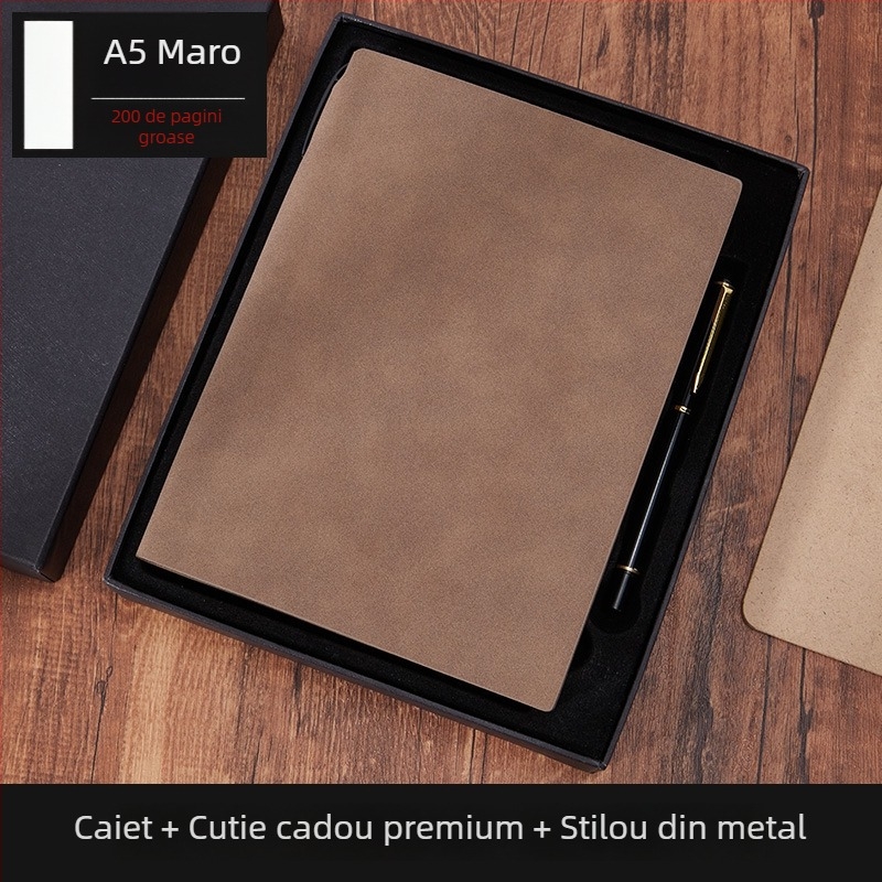 Notebook Bo Meng cu husă din piele sintetică, legare cu adeziv, hârtie Forest, 100–200 pagini, stil birou de afaceri