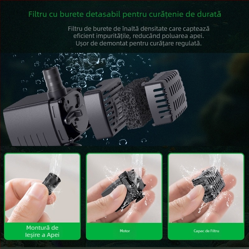 Pompă submersibilă pentru acvariu, material ABS, 5V, funcționare silențioasă, pentru oxigenarea apei din acvariu