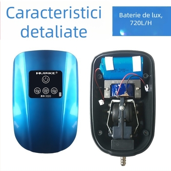 Pompa de oxigen pentru acvariu, reîncărcabilă AC/DC; rezervă pentru întreruperea alimentării; pentru pescuit în aer liber; greutate 3 kg; presiune 0,02 MPa.