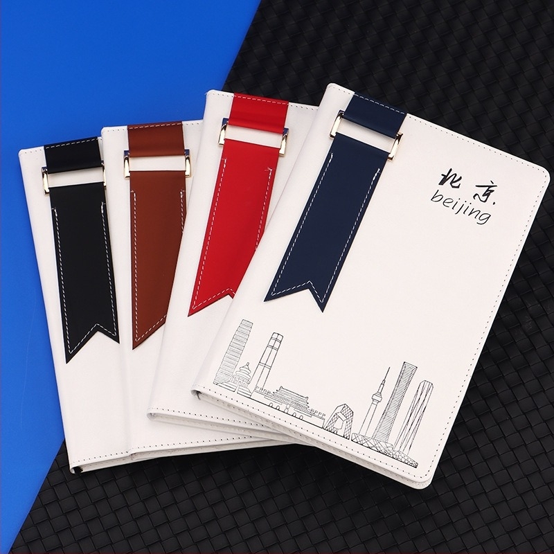 Caiet cu copertă din piele artificială, legătură cu sârmă, hârtie Dowling, 100 g, 200 pagini