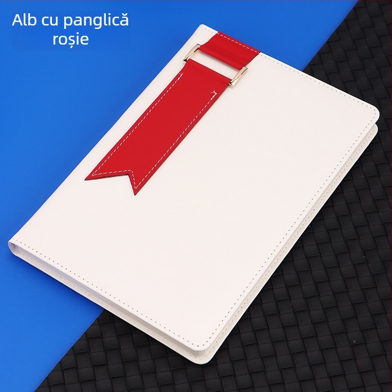 Caiet cu copertă din piele artificială, legătură cu sârmă, hârtie Dowling, 100 g, 200 pagini