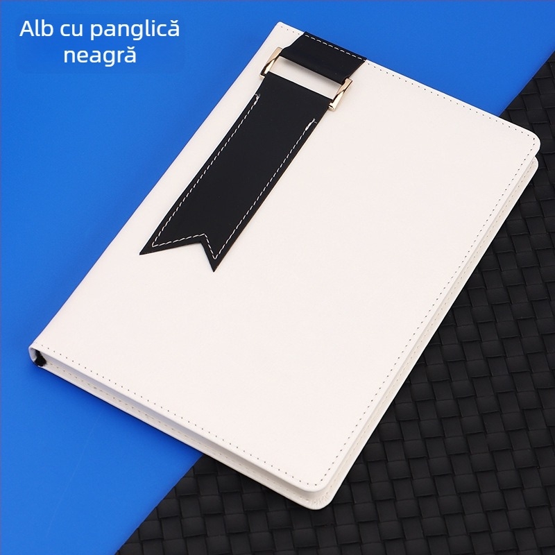 Caiet cu copertă din piele artificială, legătură cu sârmă, hârtie Dowling, 100 g, 200 pagini