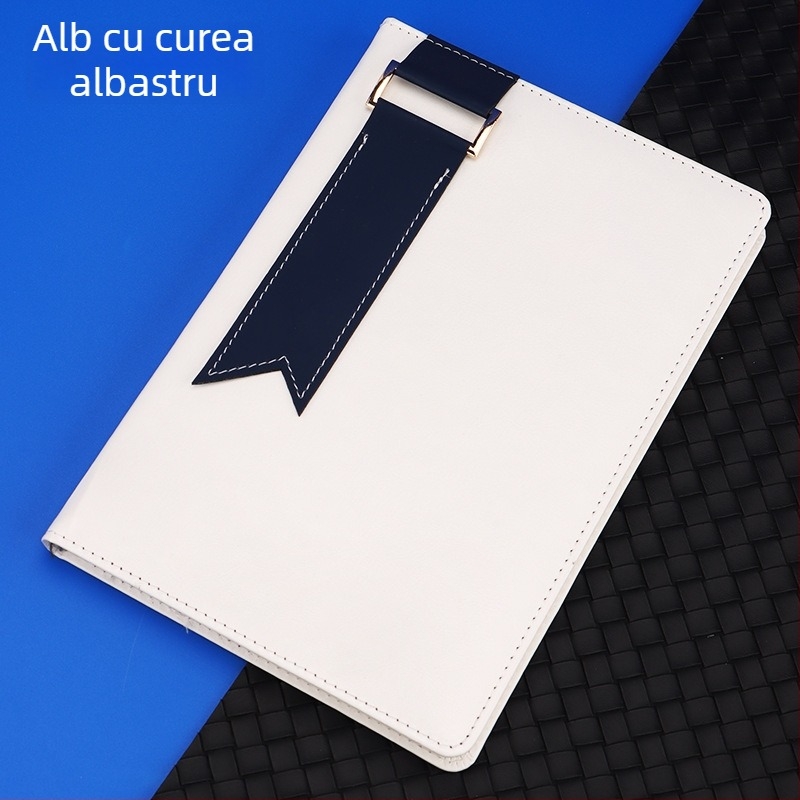 Caiet cu copertă din piele artificială, legătură cu sârmă, hârtie Dowling, 100 g, 200 pagini