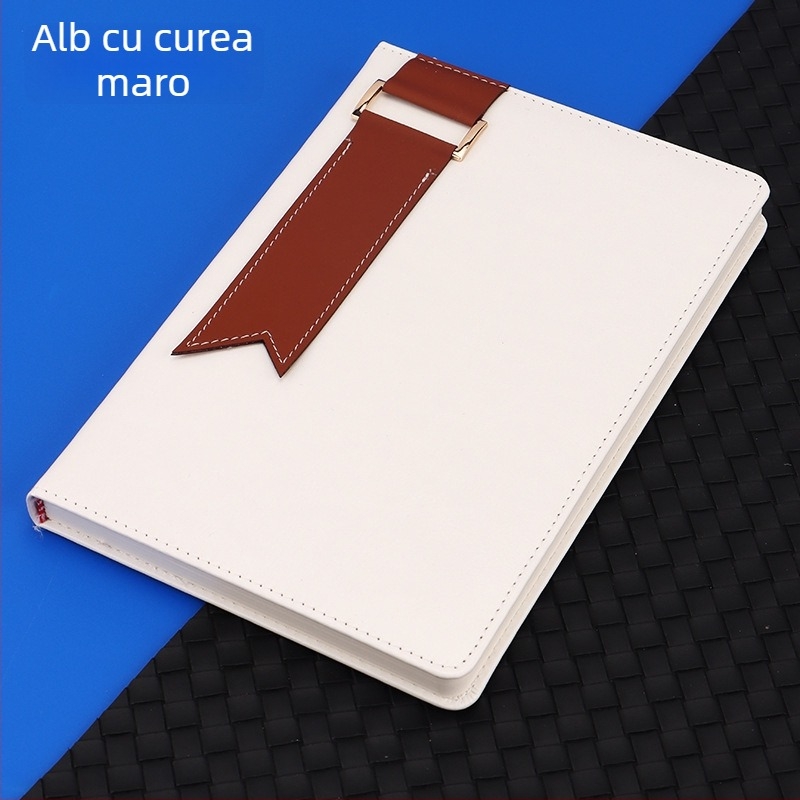 Caiet cu copertă din piele artificială, legătură cu sârmă, hârtie Dowling, 100 g, 200 pagini