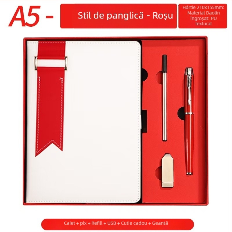 Caiet cu copertă din piele artificială, legătură cu sârmă, hârtie Dowling, 100 g, 200 pagini