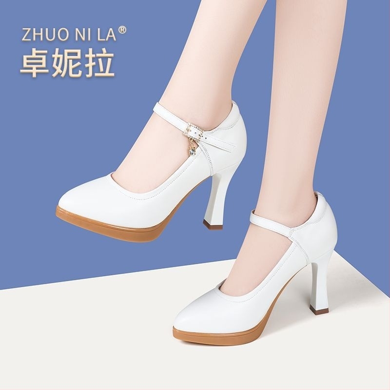 Pantofi damă din piele naturală, toc înalt, talpă din cauciuc, stil commuting/profesional, vară, deschidere la vârf: mică până la mare