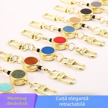 Cute Little carcasă metalică pentru card, cu șnur pentru purtare și tambur retractabil – stil creativ pentru identificare