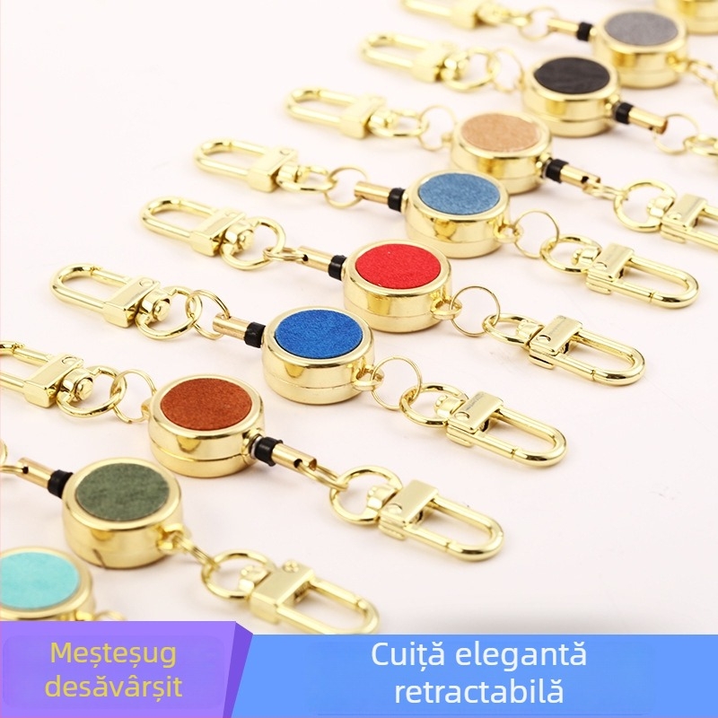 Cute Little carcasă metalică pentru card, cu șnur pentru purtare și tambur retractabil – stil creativ pentru identificare