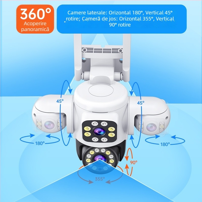 Cameră dome exterioră cu vedere nocturnă 0.001 lux, SNR 72 dB, alimentare 12V, carcasă ABS, funcție de alarmă