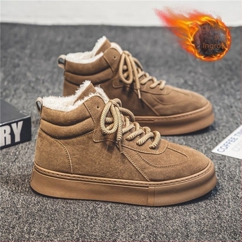 Pantofi sport de iarnă pentru bărbați, cu talpă antiaderentă și partea superioară și talpa din bumbac, căptuțiți, groși