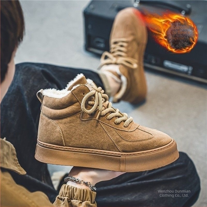 Pantofi sport de iarnă pentru bărbați, cu talpă antiaderentă și partea superioară și talpa din bumbac, căptuțiți, groși