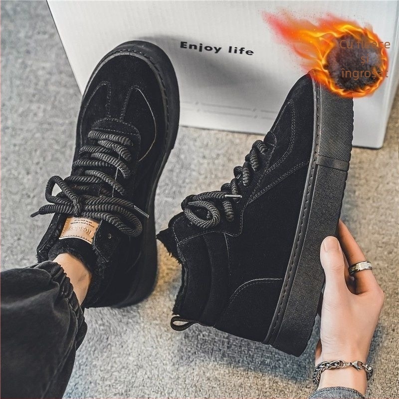 Pantofi sport de iarnă pentru bărbați, cu talpă antiaderentă și partea superioară și talpa din bumbac, căptuțiți, groși