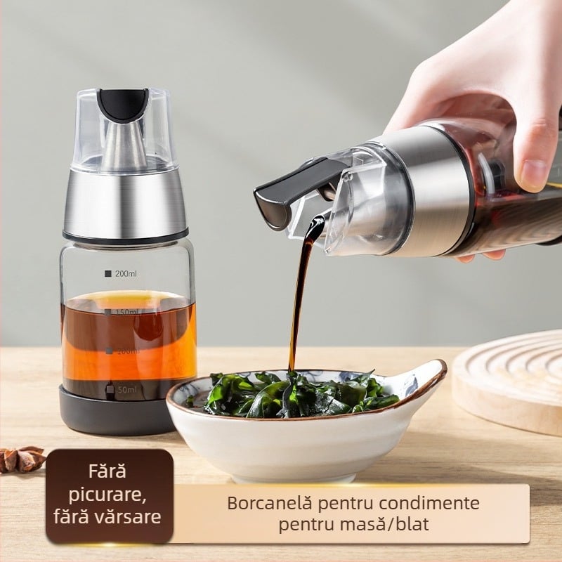 Sticlă de condimente pentru sos de soia, oțet și ulei de susan - sticlă borosilicat de înaltă rezistență, porționată, stil luxuos ușor, origine: Chaozhou
