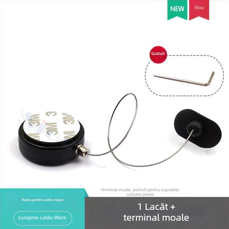 SIECAO Cutie de afișaj anti-furt retractabilă pentru bijuterii — funcție telescopic automată; utilizare: vitrine pentru bijuterii și ceasuri; personalizare: pot fi adaptate diferite capete de sârmă; face parte din seria Anti-theft display