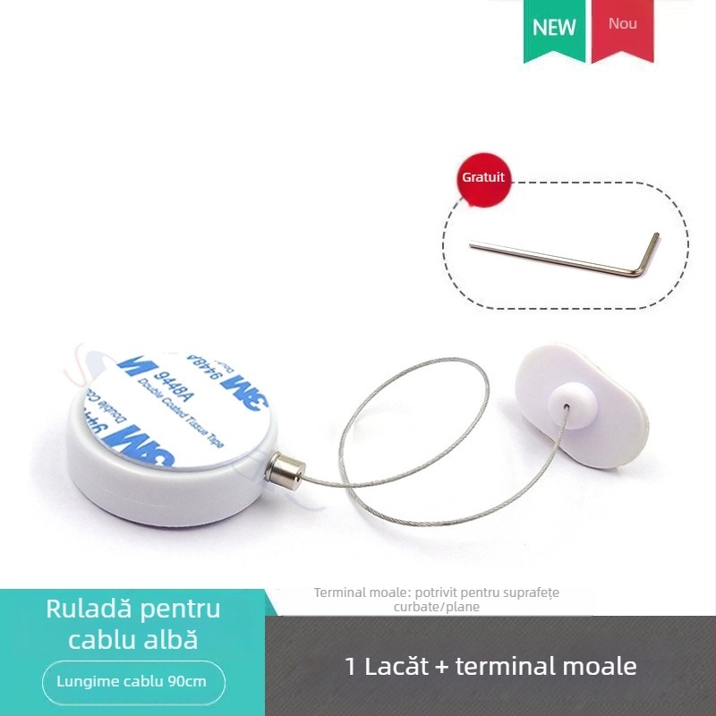 SIECAO Cutie de afișaj anti-furt retractabilă pentru bijuterii — funcție telescopic automată; utilizare: vitrine pentru bijuterii și ceasuri; personalizare: pot fi adaptate diferite capete de sârmă; face parte din seria Anti-theft display