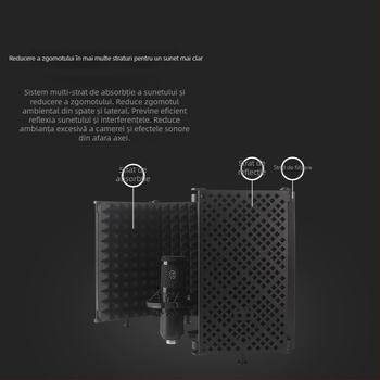 Capac de izolare fonică pentru microfon – J.i.a M3/M5, accesorii audio, absorbție a zgomotului, metal pliabil