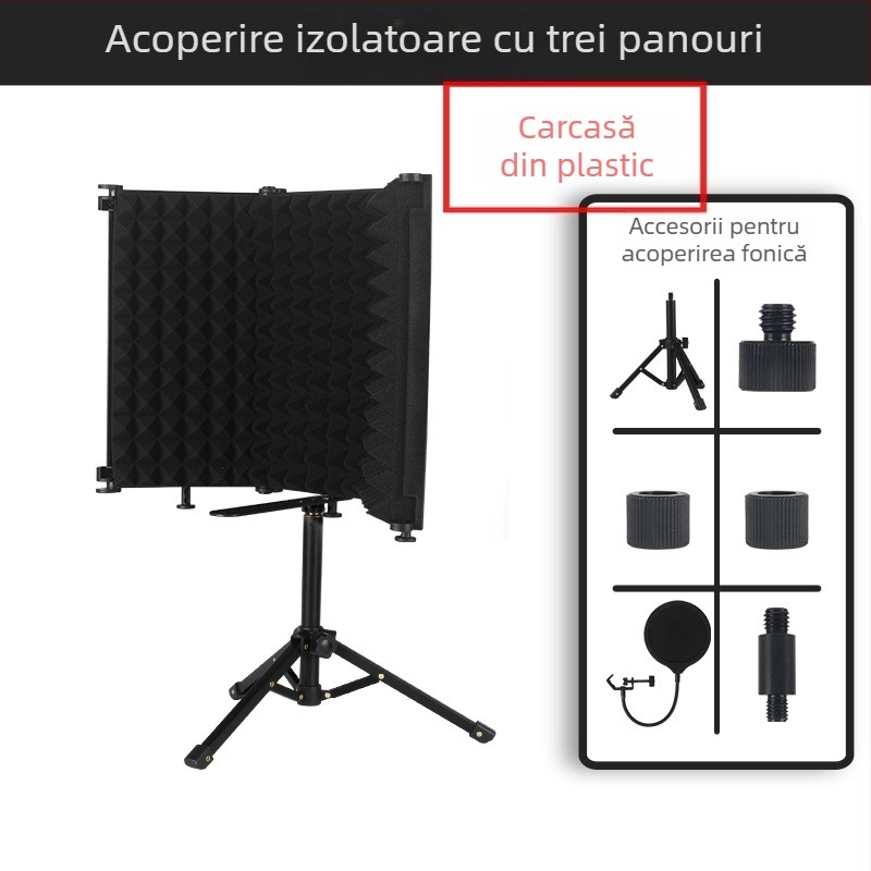 Capac de izolare fonică pentru microfon – J.i.a M3/M5, accesorii audio, absorbție a zgomotului, metal pliabil
