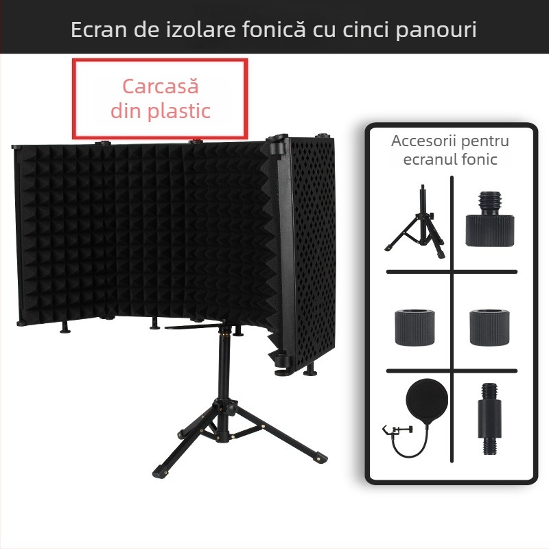 Capac de izolare fonică pentru microfon – J.i.a M3/M5, accesorii audio, absorbție a zgomotului, metal pliabil