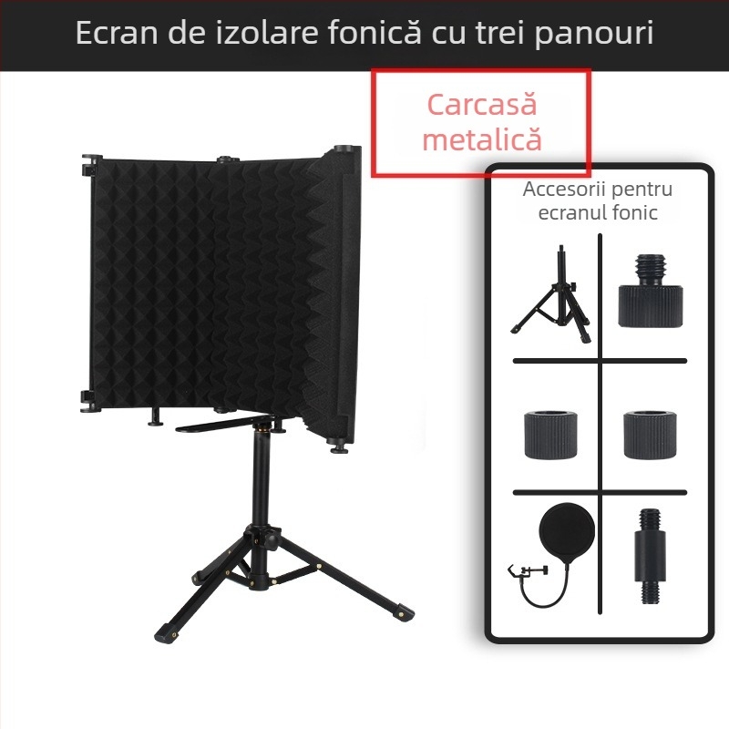 Capac de izolare fonică pentru microfon – J.i.a M3/M5, accesorii audio, absorbție a zgomotului, metal pliabil