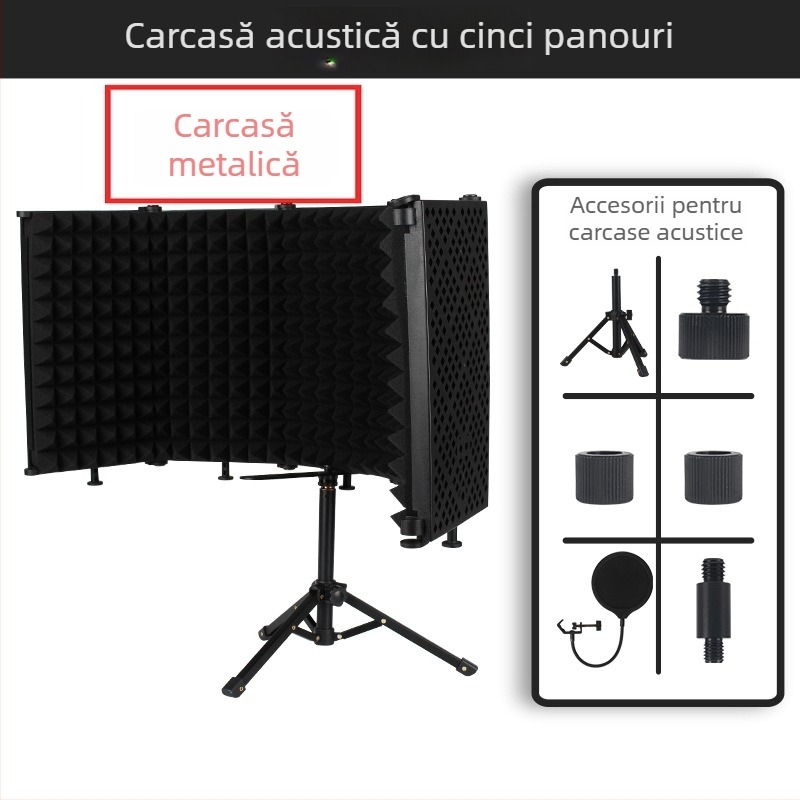 Capac de izolare fonică pentru microfon – J.i.a M3/M5, accesorii audio, absorbție a zgomotului, metal pliabil