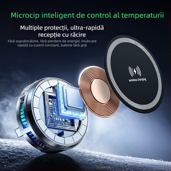 H8A-15W Încărcător Wireless cu Radiator Magnetic de Răcire, Cap MagSafe, Interfață Type-C, Material Plastic și Metal