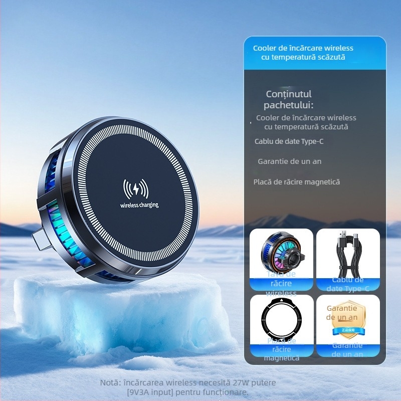 H8A-15W Încărcător Wireless cu Radiator Magnetic de Răcire, Cap MagSafe, Interfață Type-C, Material Plastic și Metal
