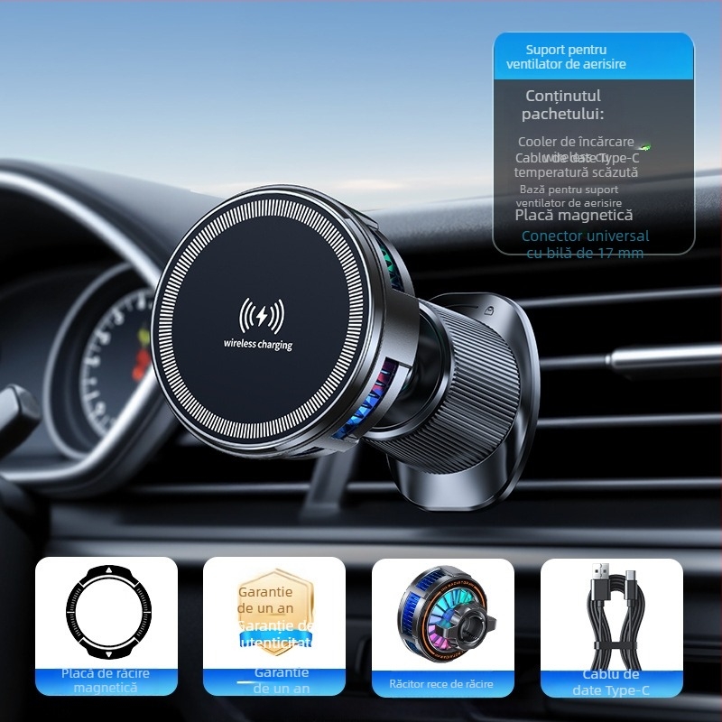 H8A-15W Încărcător Wireless cu Radiator Magnetic de Răcire, Cap MagSafe, Interfață Type-C, Material Plastic și Metal