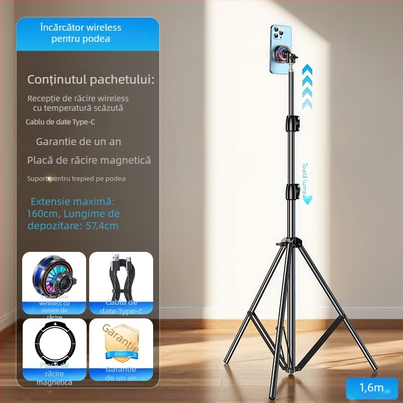 H8A-15W Încărcător Wireless cu Radiator Magnetic de Răcire, Cap MagSafe, Interfață Type-C, Material Plastic și Metal