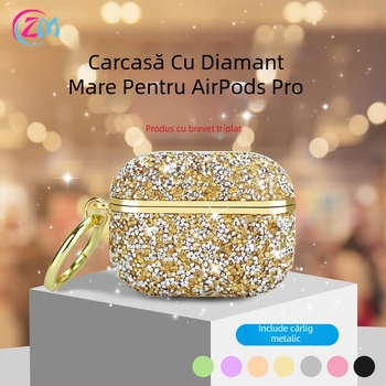 Husă Hard Shell pentru AirPods Pro 2/3 cu cristale electroplate, Material PC, Proces de adeziv, Compatibil Apple AirPods Pro