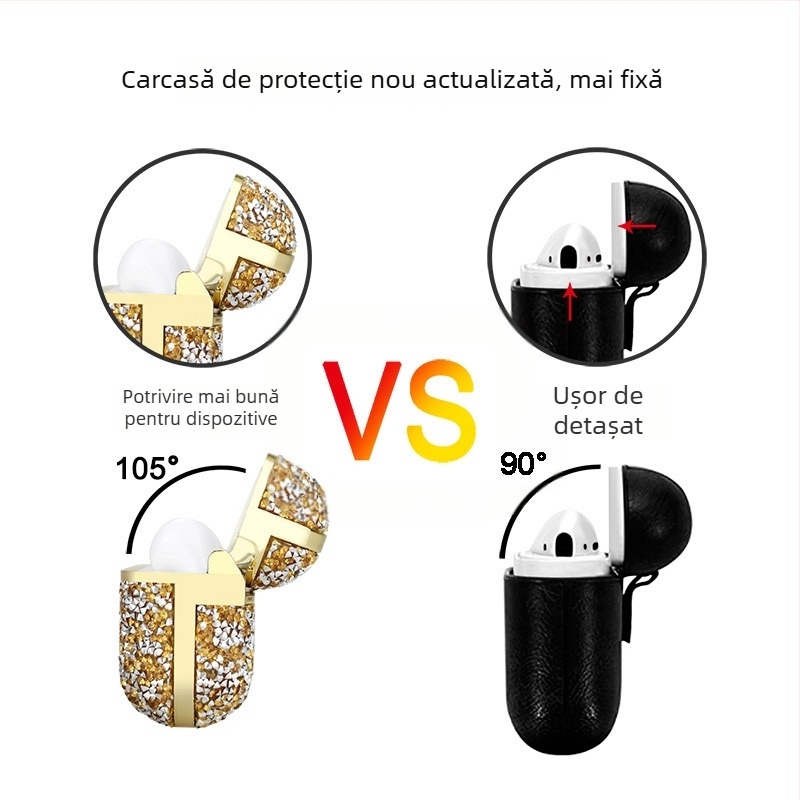 Husă Hard Shell pentru AirPods Pro 2/3 cu cristale electroplate, Material PC, Proces de adeziv, Compatibil Apple AirPods Pro