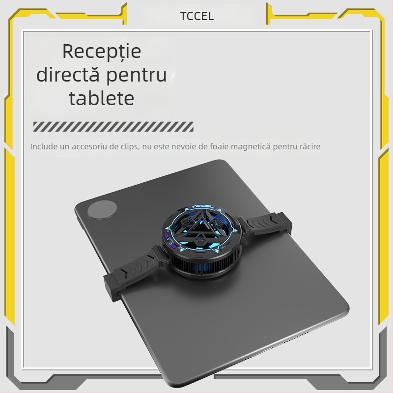 Răcitor magnetic wireless pentru telefonul mobil cu răcire semiconductoră — Interfață Type-C; construcție din aliaj de aluminiu + silicon termic; greutate 94 g