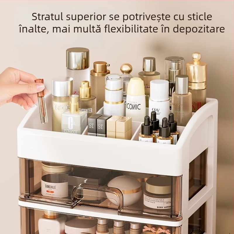Yi Han Cutie de depozitare pentru cosmetice, Organizator de birou cu sertare pentru rujuri și produse de îngrijire a pielii, Material PP, Stil Light Luxury, Lansare 2025