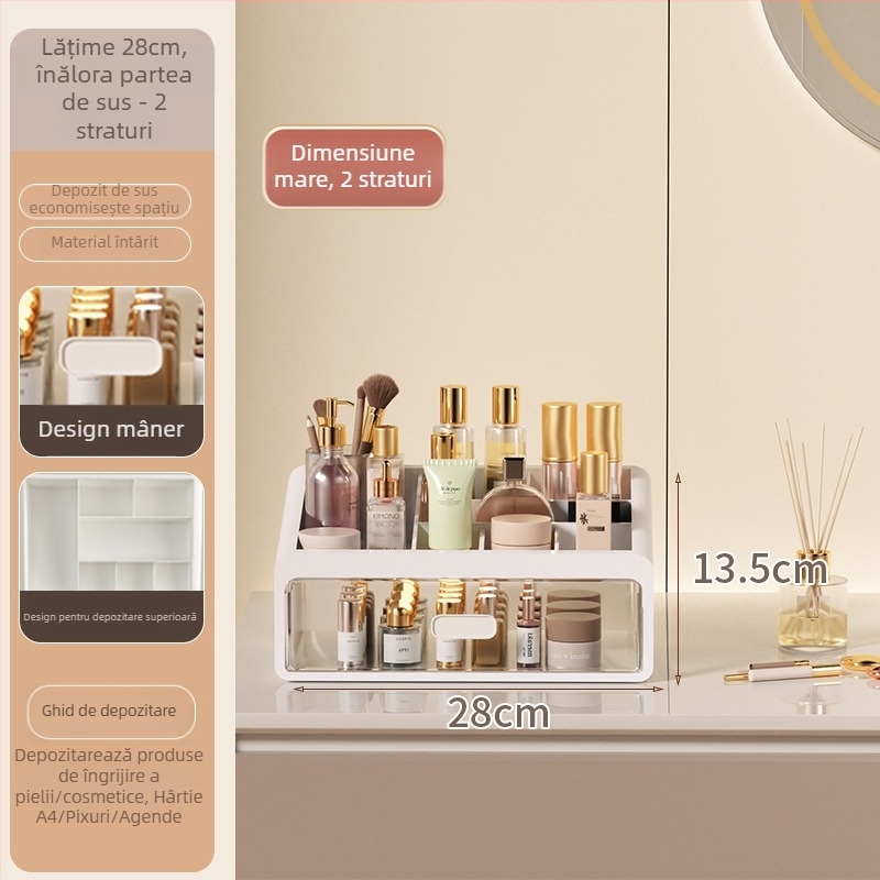 Yi Han Cutie de depozitare pentru cosmetice, Organizator de birou cu sertare pentru rujuri și produse de îngrijire a pielii, Material PP, Stil Light Luxury, Lansare 2025