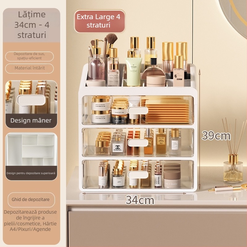 Yi Han Cutie de depozitare pentru cosmetice, Organizator de birou cu sertare pentru rujuri și produse de îngrijire a pielii, Material PP, Stil Light Luxury, Lansare 2025