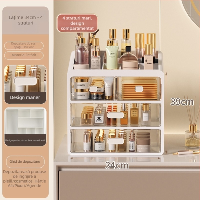 Yi Han Cutie de depozitare pentru cosmetice, Organizator de birou cu sertare pentru rujuri și produse de îngrijire a pielii, Material PP, Stil Light Luxury, Lansare 2025