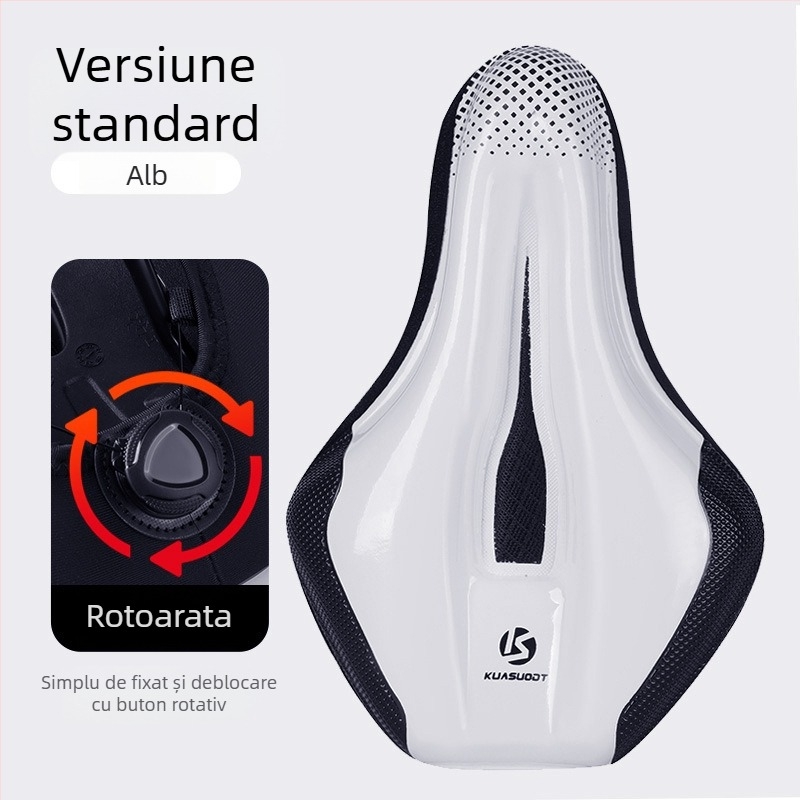 Husă pentru șa de bicicletă, burete îngroșat pentru confort, model KS-2503, brand Kuasuodt/Cross Speed Sports, compatibilă cu biciclete obișnuite, materiale: piele U + silicon + burete + plasă tip sandwich