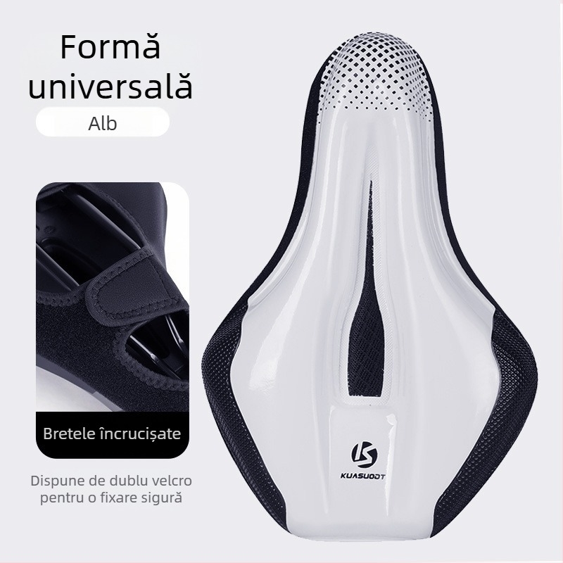 Husă pentru șa de bicicletă, burete îngroșat pentru confort, model KS-2503, brand Kuasuodt/Cross Speed Sports, compatibilă cu biciclete obișnuite, materiale: piele U + silicon + burete + plasă tip sandwich