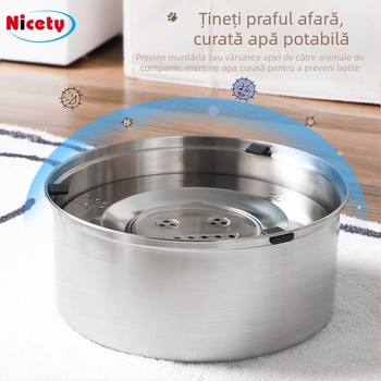 Preety Bol pentru animale din oțel inoxidabil, cu suspensie plutitoare – bol anti-vărsare pentru apă, pentru câini și pisici