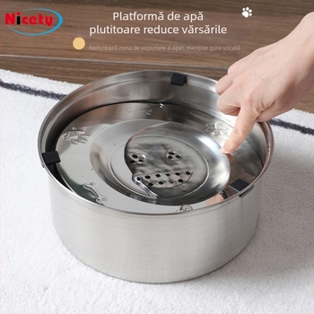 Preety Bol pentru animale din oțel inoxidabil, cu suspensie plutitoare – bol anti-vărsare pentru apă, pentru câini și pisici