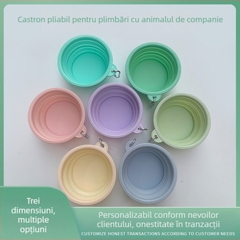 Vas pliabil pentru animale de companie, vas de hrănire exterior portabil pentru pisici și câini, Xuan chong, material TPE, Cutie 200/300