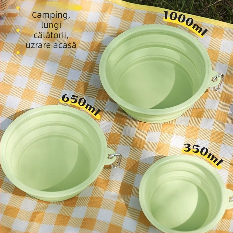 Vas pliabil pentru animale de companie, vas de hrănire exterior portabil pentru pisici și câini, Xuan chong, material TPE, Cutie 200/300