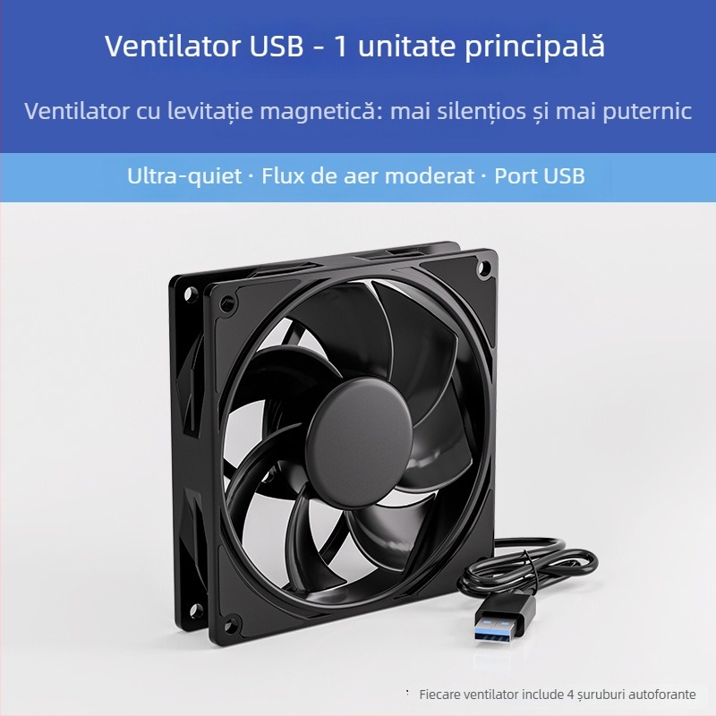 Ventilator de răcire pentru carcasa, 5V, axial, 1800 RPM, rulment cu baie de ulei, răcire cu aer