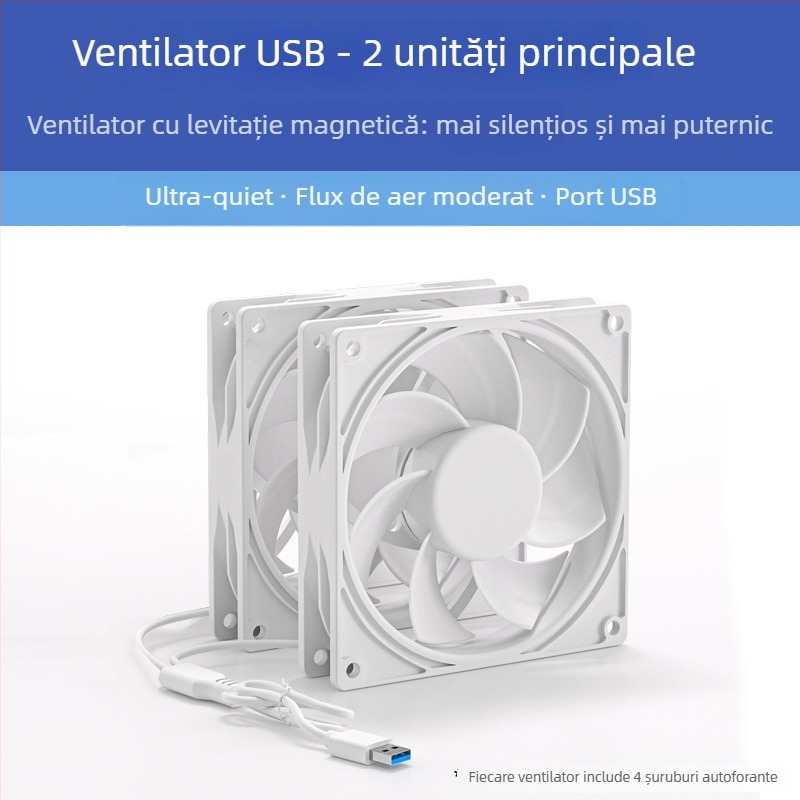 Ventilator de răcire pentru carcasa, 5V, axial, 1800 RPM, rulment cu baie de ulei, răcire cu aer