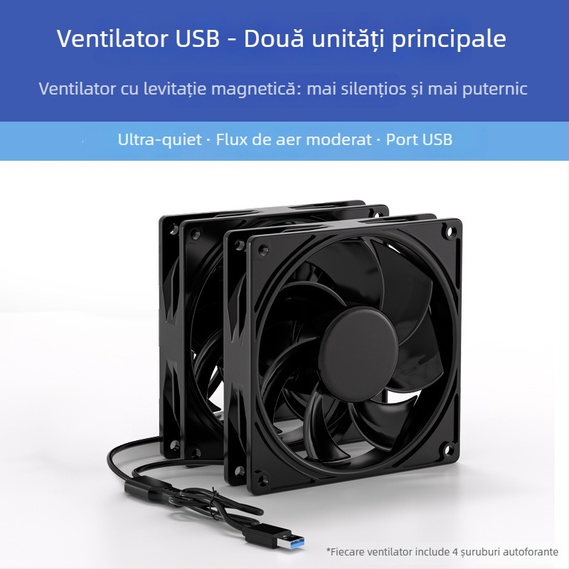 Ventilator de răcire pentru carcasa, 5V, axial, 1800 RPM, rulment cu baie de ulei, răcire cu aer