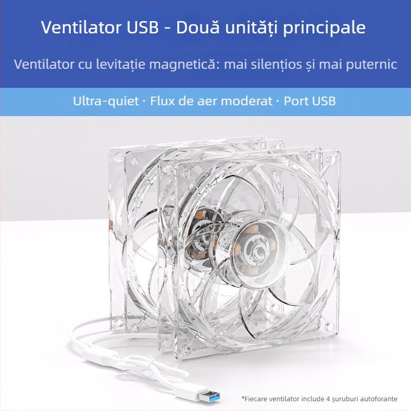Ventilator de răcire pentru carcasa, 5V, axial, 1800 RPM, rulment cu baie de ulei, răcire cu aer